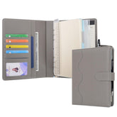 Wason A5 Diary Leather PU Lined Notebook Refillable Paper Journal, Removable Ring Binder Portfolio with Clipboard Writing Notepad and Pen for Travel Business School Agenda Organizer (Grey)